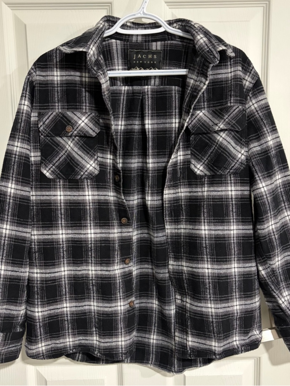 JACHS Plaid Flannel Shirt – Black/Grey (Size M)
